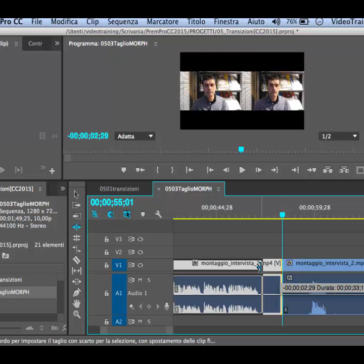Premiere Pro Transizione Taglio Morphing