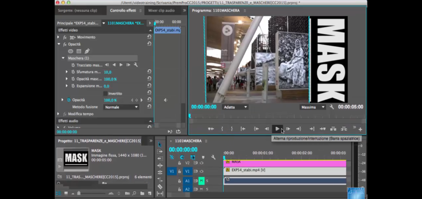 Premiere Pro Effetti con le Maschere e le Trasparenze