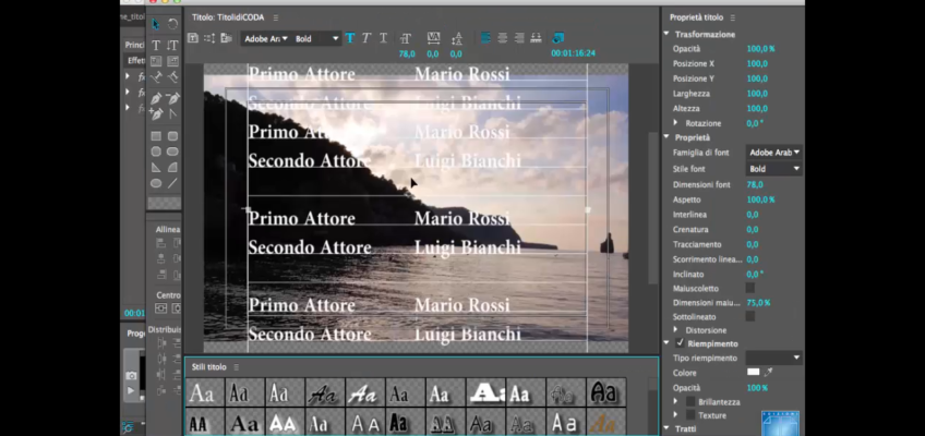 Premiere Pro Creare Titoli a Scorrimento