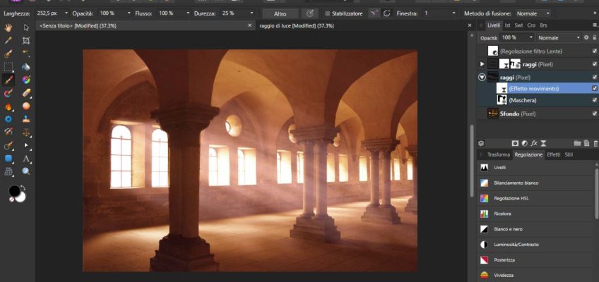 Affinity Photo Raggi di Luce suggestivi